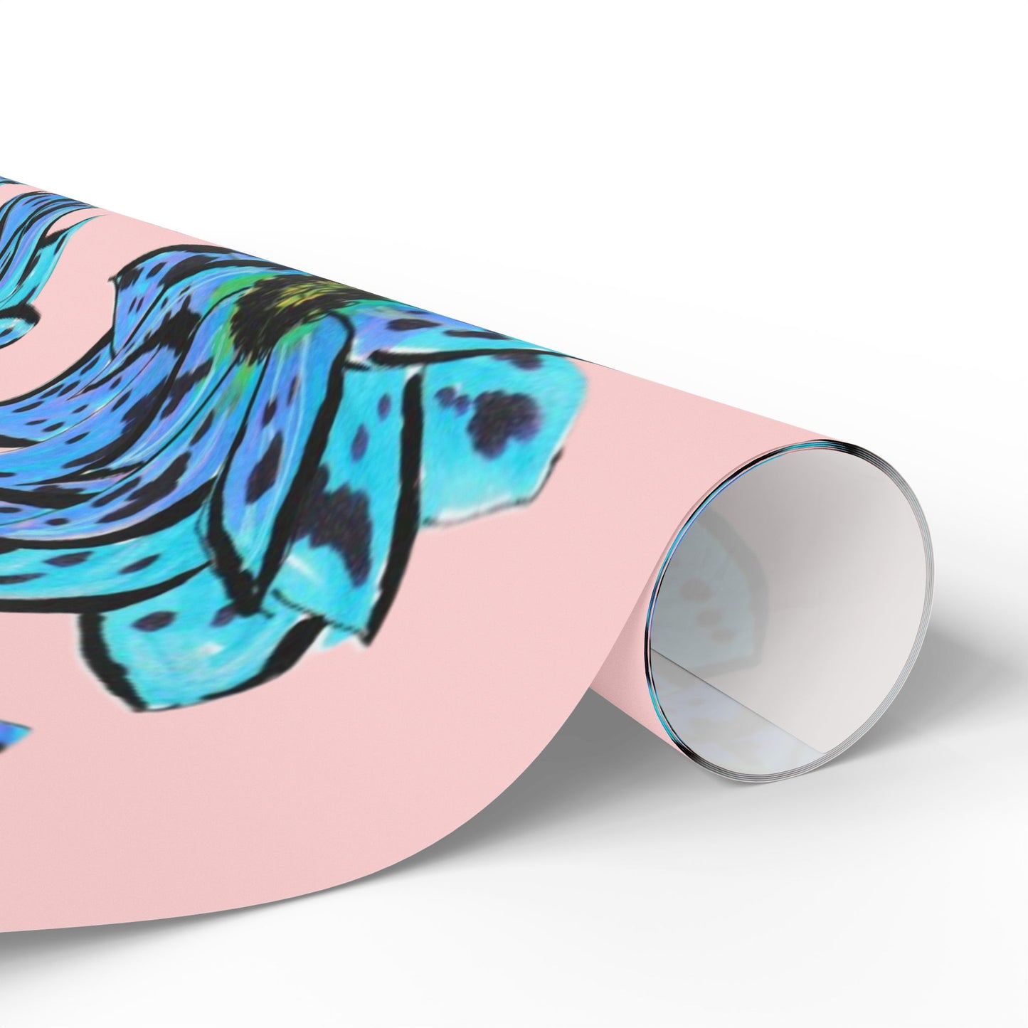 Blue Dahlia Wrapping Paper — Pink Background Gift Wrap for Birthdays & Mother's Day