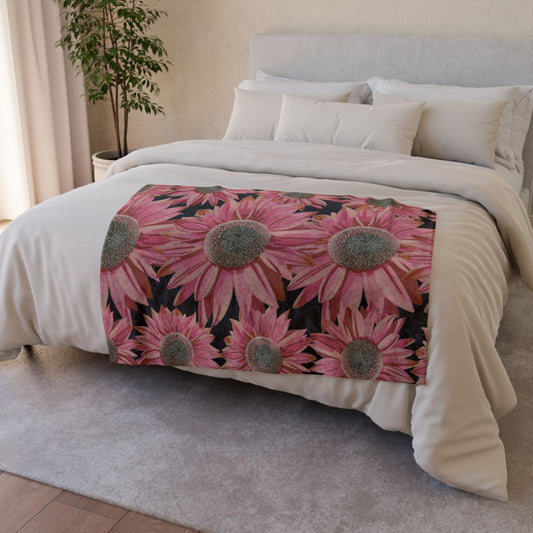 Pink Sunflowers Throw Blanket