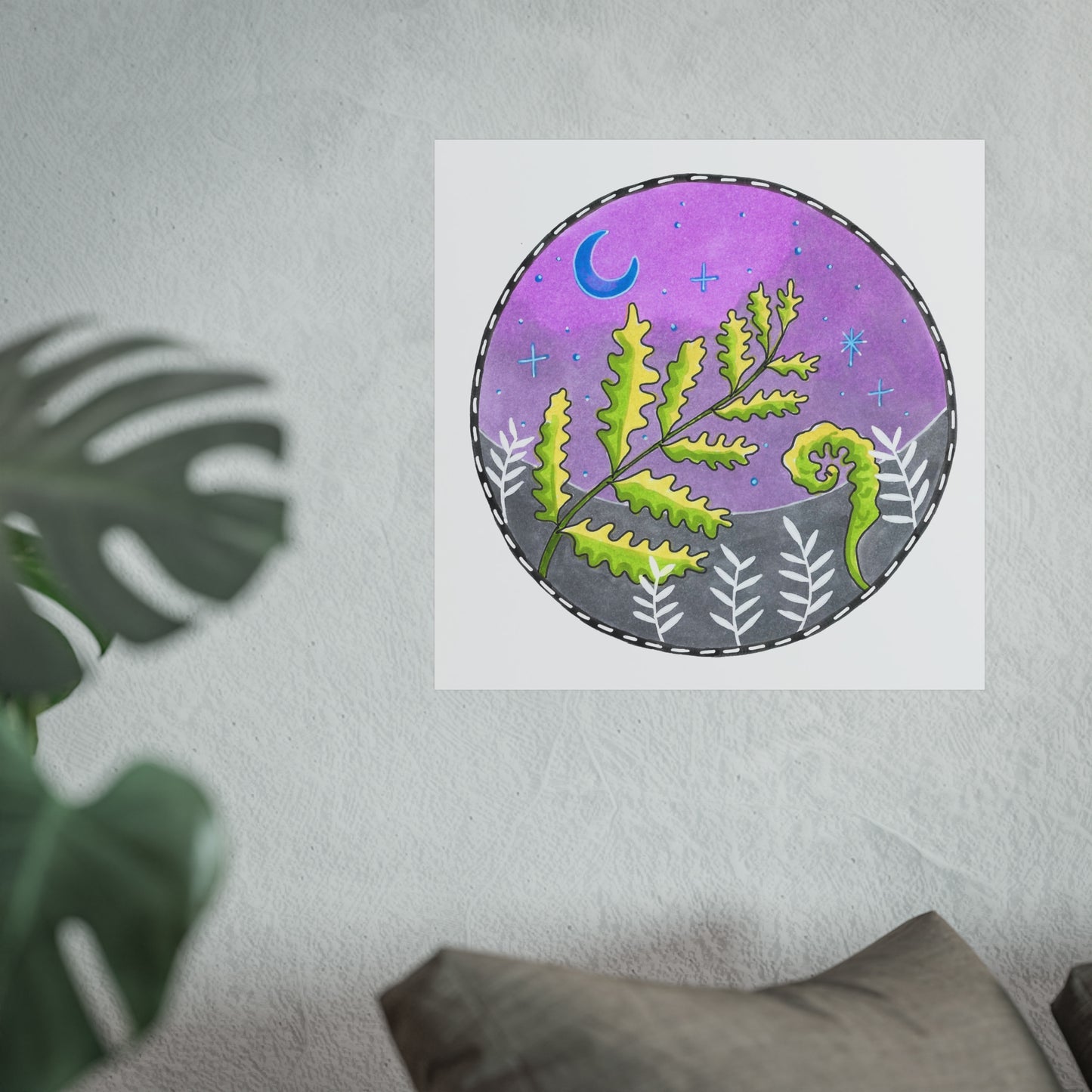 Moonlight Fern Moon Fine Art Poster