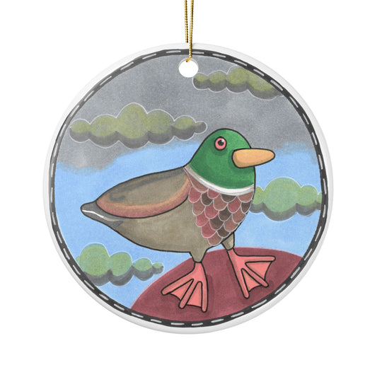 Mark the Mallard Ceramic Bird Ornament