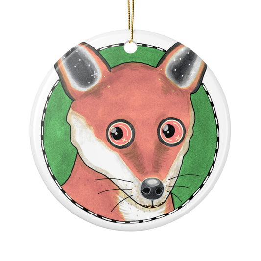 Phillip the Fox Portrait Ceramic Ornament
