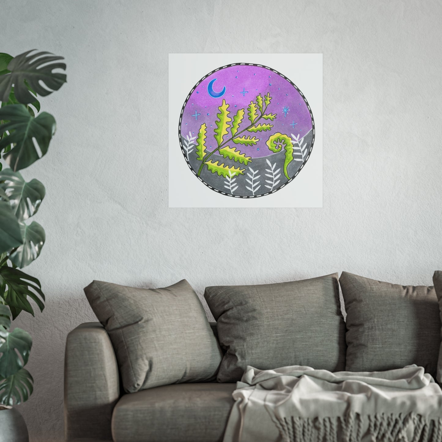 Moonlight Fern Moon Fine Art Poster