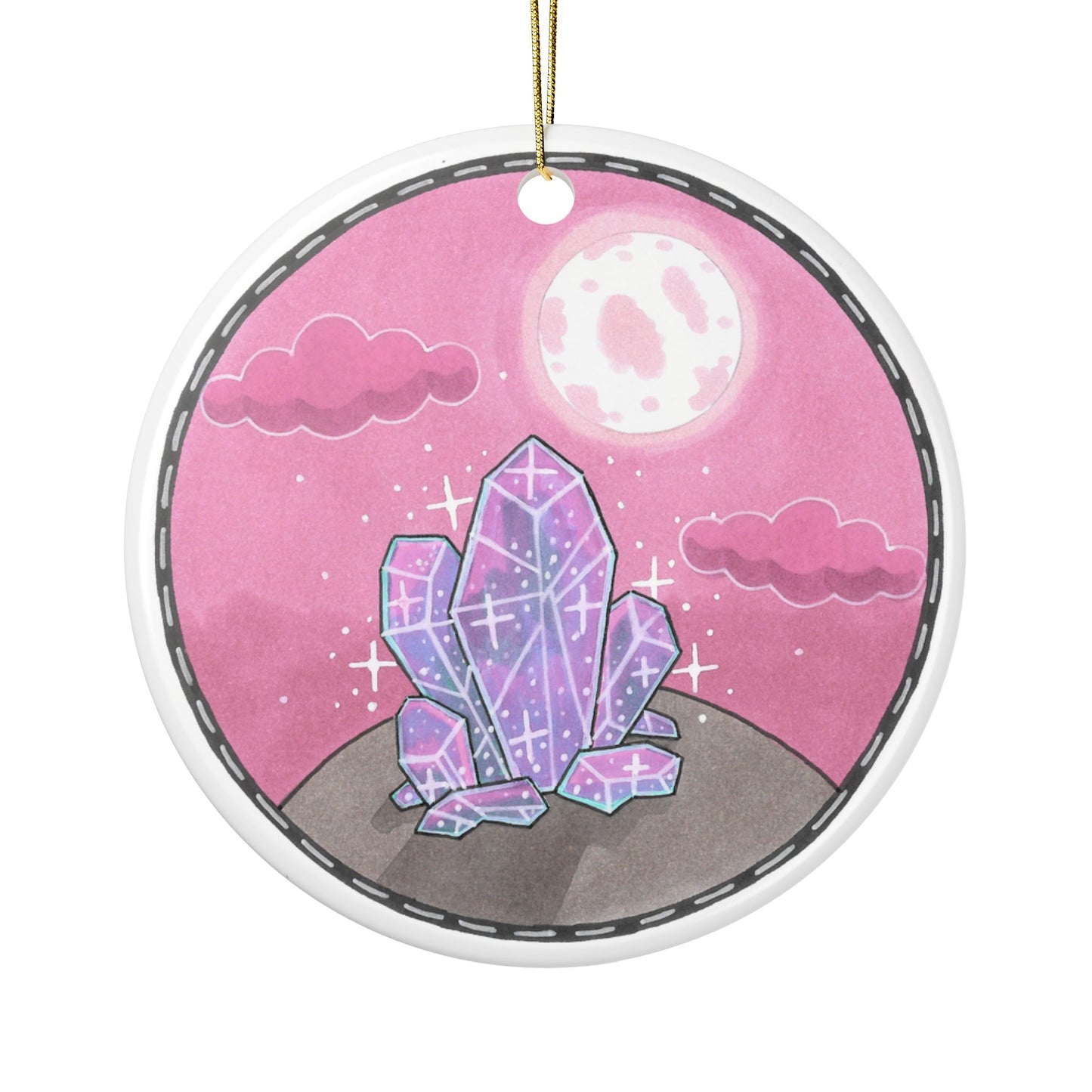Crystal Moon Ceramic Ornament