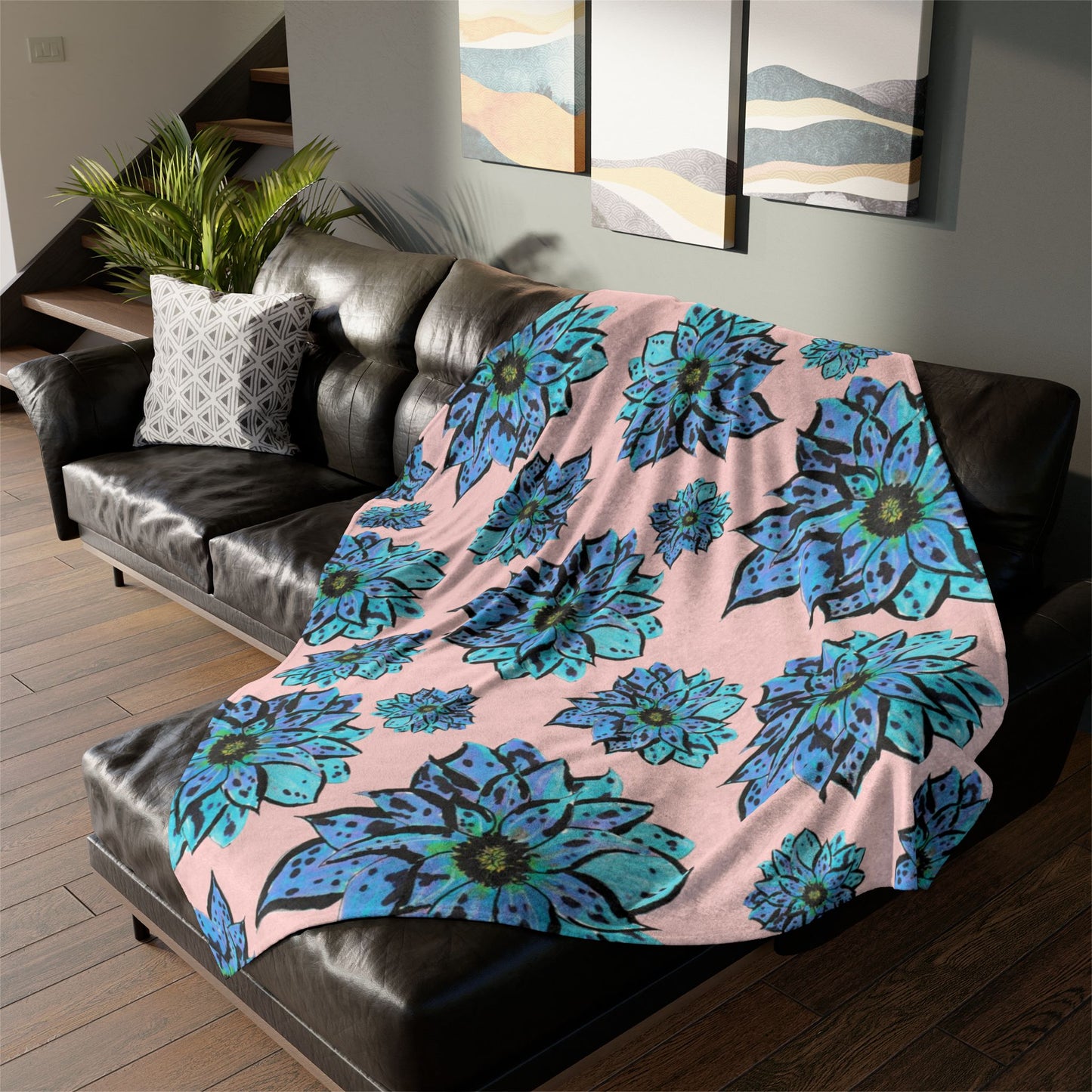 Blue Dahlia Blanket