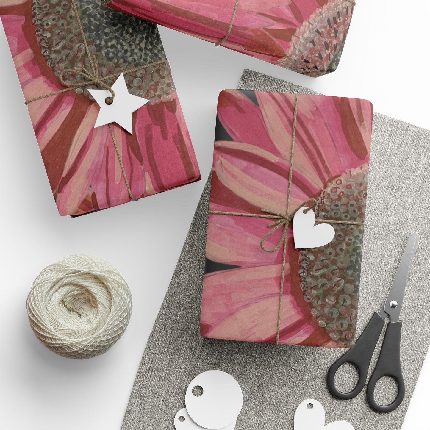 Pink Sunflowers Wrapping Paper — Floral Gift Wrap Roll for Birthdays & Mother’s Day