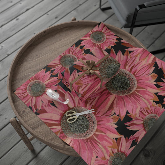 Pink Sunflowers Wrapping Paper — Floral Gift Wrap Roll for Birthdays & Mother’s Day