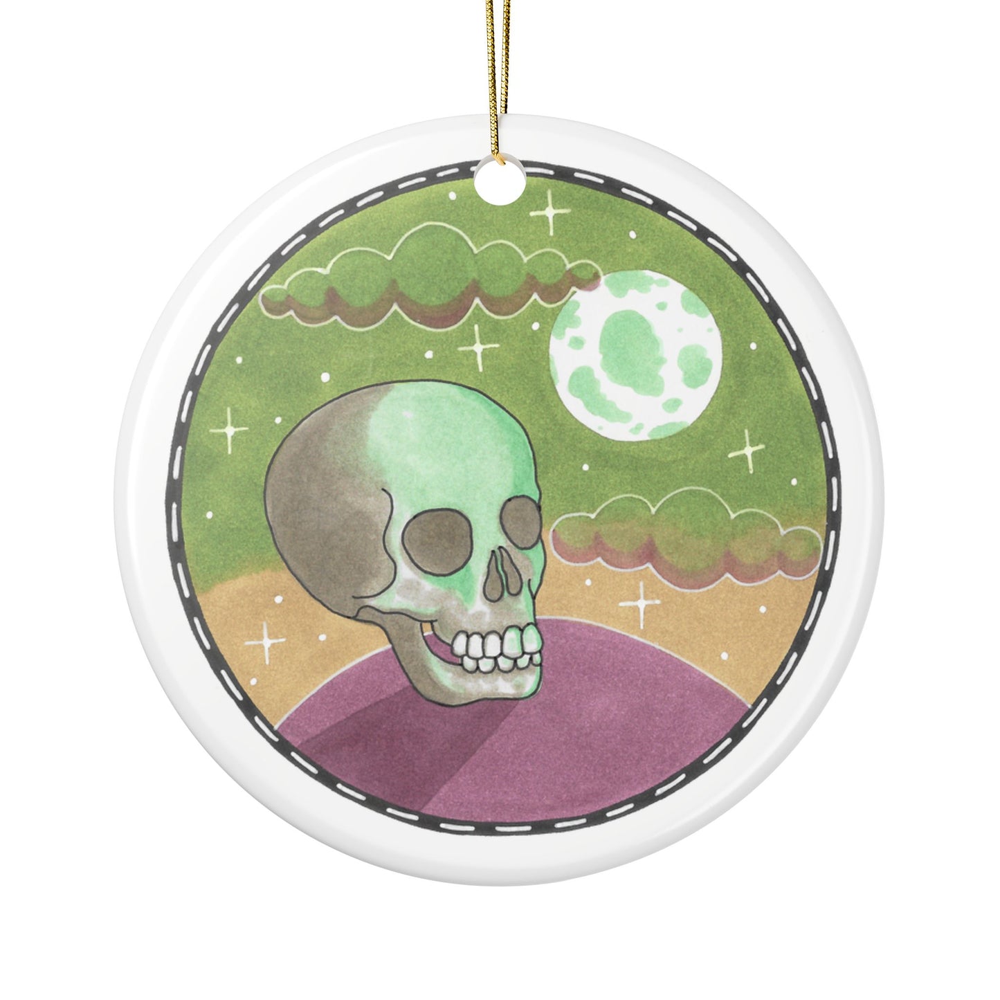 Skull Moon Ceramic Ornament
