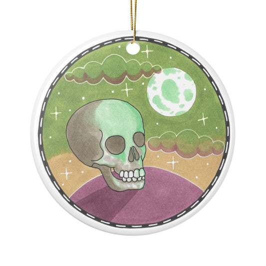 Skull Moon Ceramic Ornament