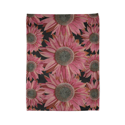 Pink Sunflowers Throw Blanket