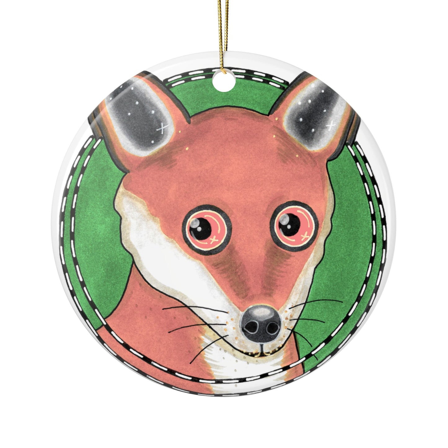 Phillip the Fox Portrait Ceramic Ornament