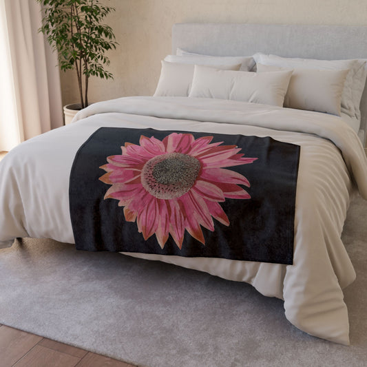Pink Sunflower Throw Blanket