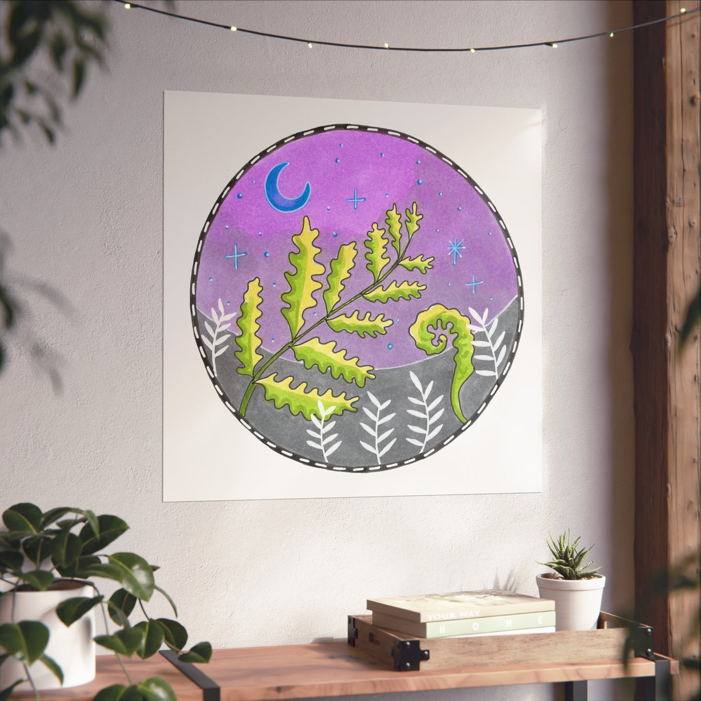 Moonlight Fern Moon Fine Art Poster