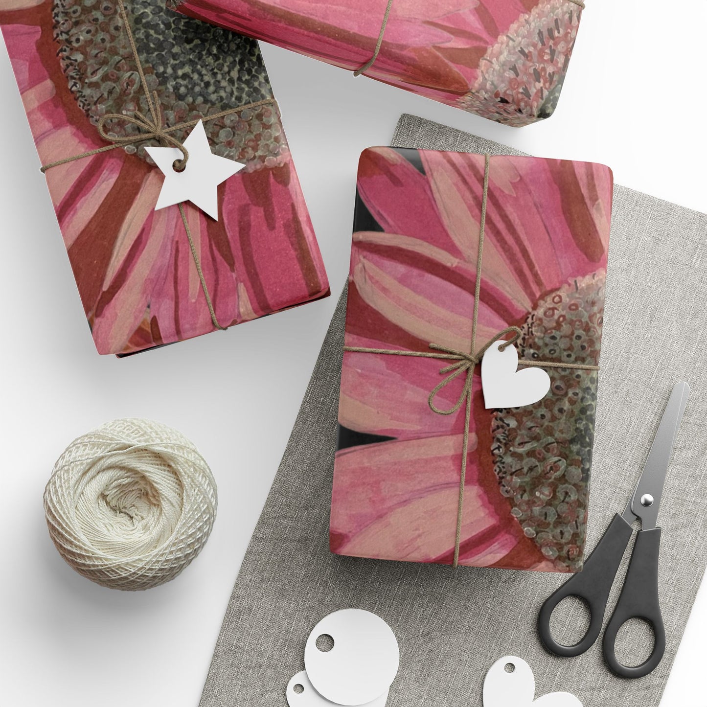 Pink Sunflowers Wrapping Paper — Floral Gift Wrap Roll for Birthdays & Mother’s Day