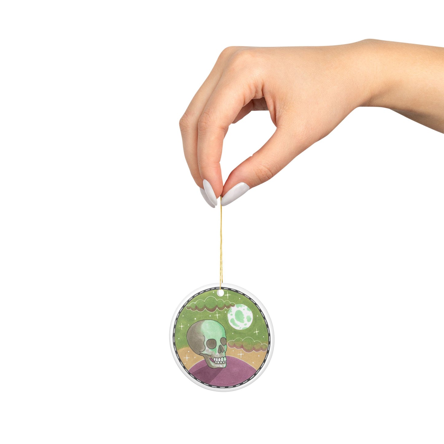 Skull Moon Ceramic Ornament