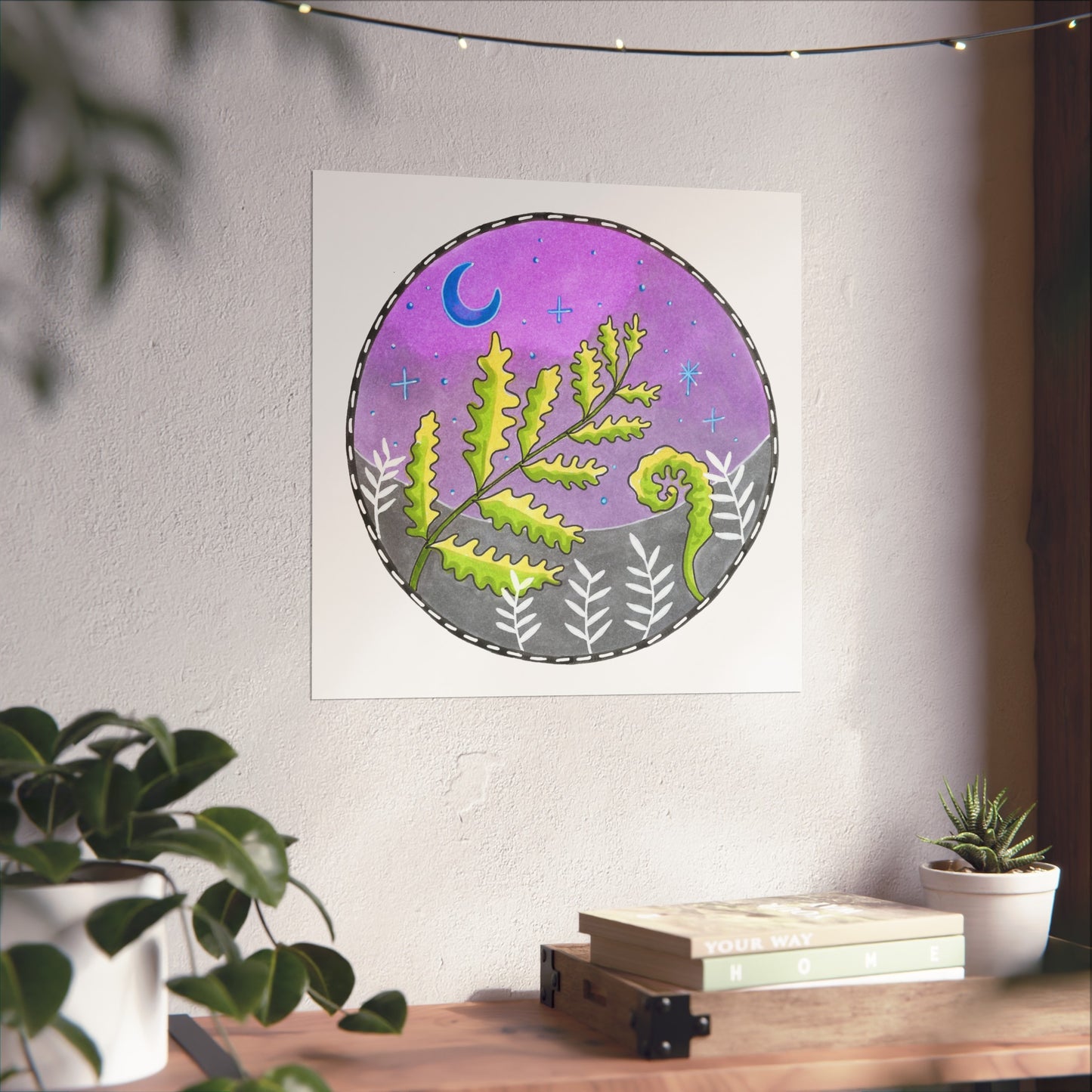 Moonlight Fern Moon Fine Art Poster