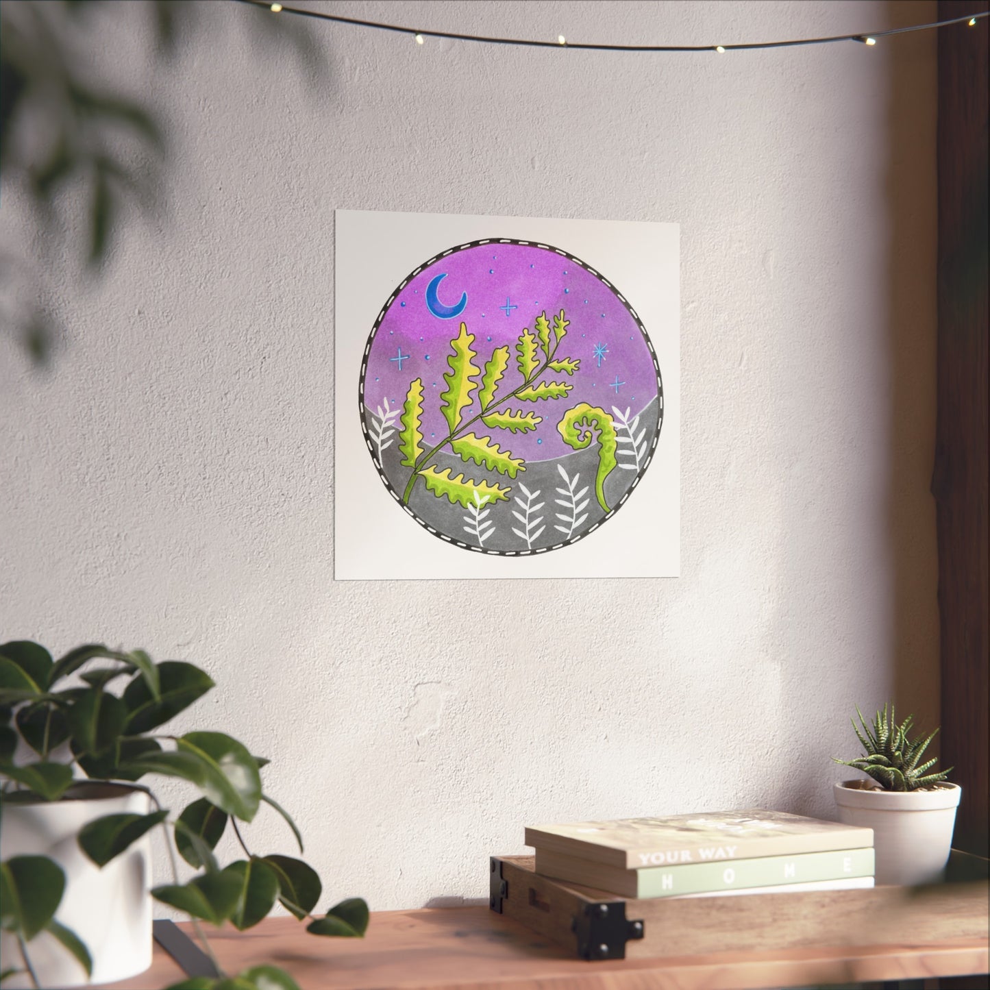 Moonlight Fern Moon Fine Art Poster