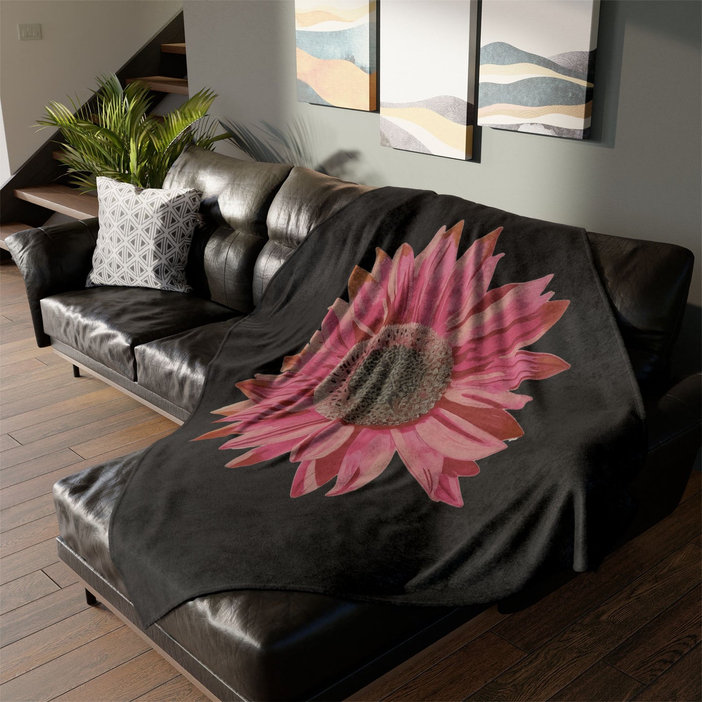 Pink Sunflower Throw Blanket