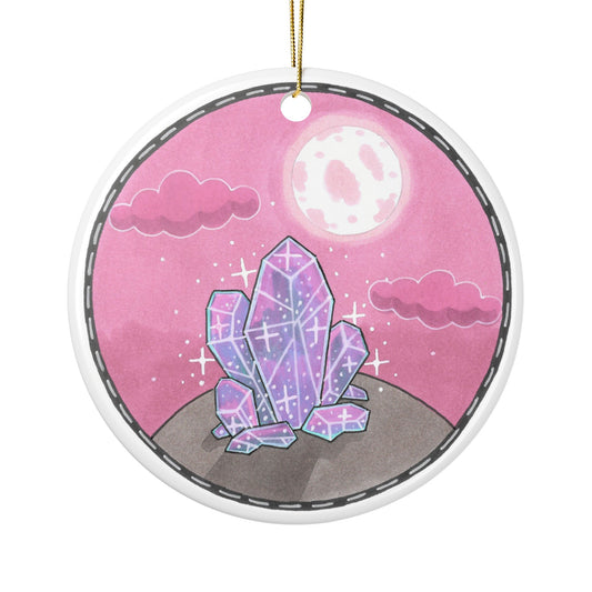 Crystal Moon Ceramic Ornament