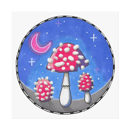 Moonlight Mushroom Art Poster